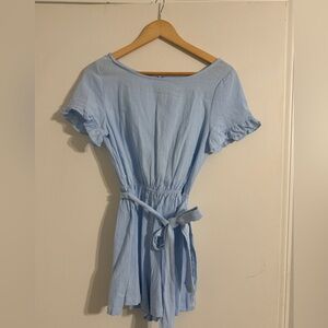 Ruffle trim split back romper